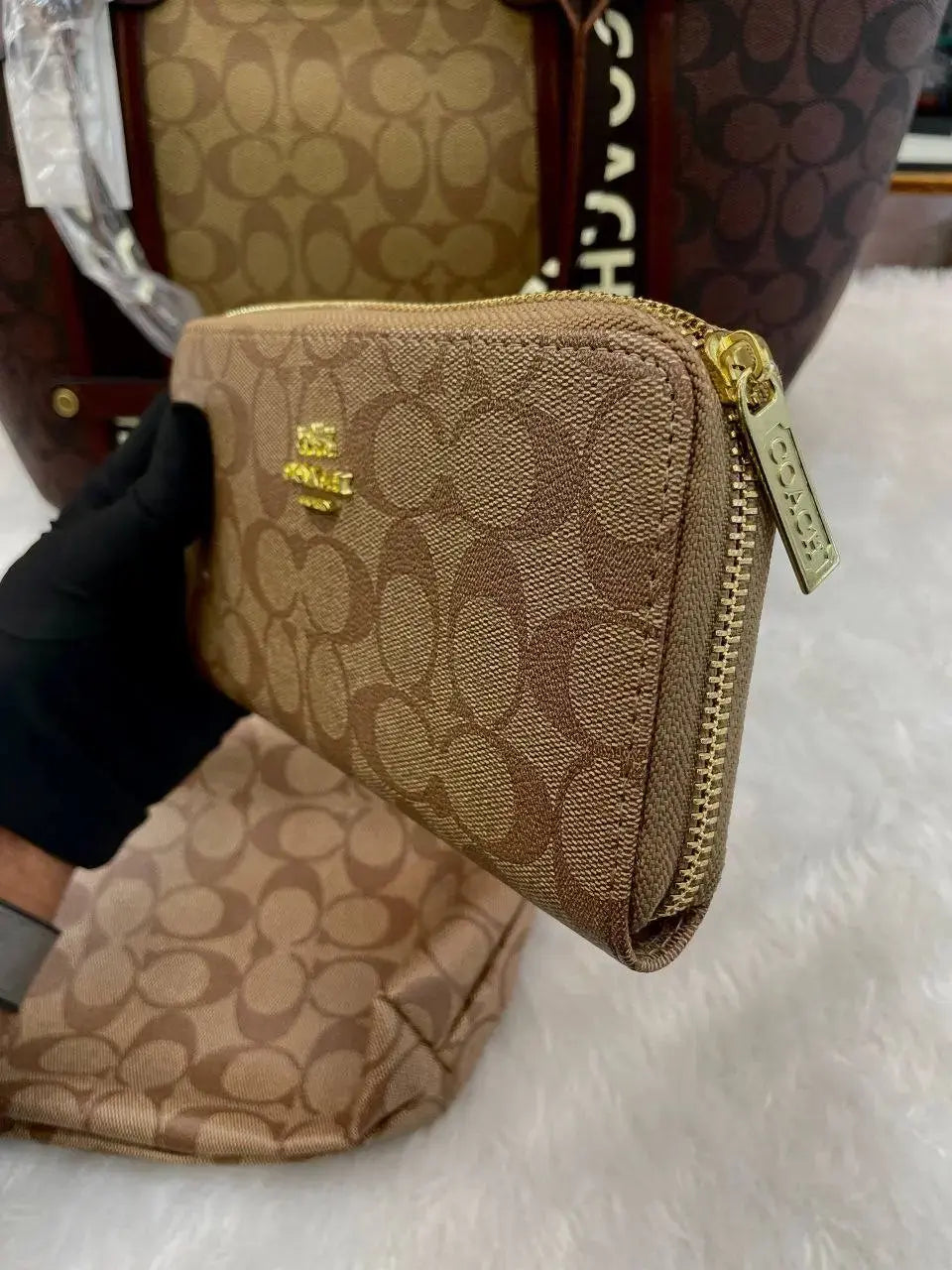 Coach 3pc set combo handbag for girls dark brown