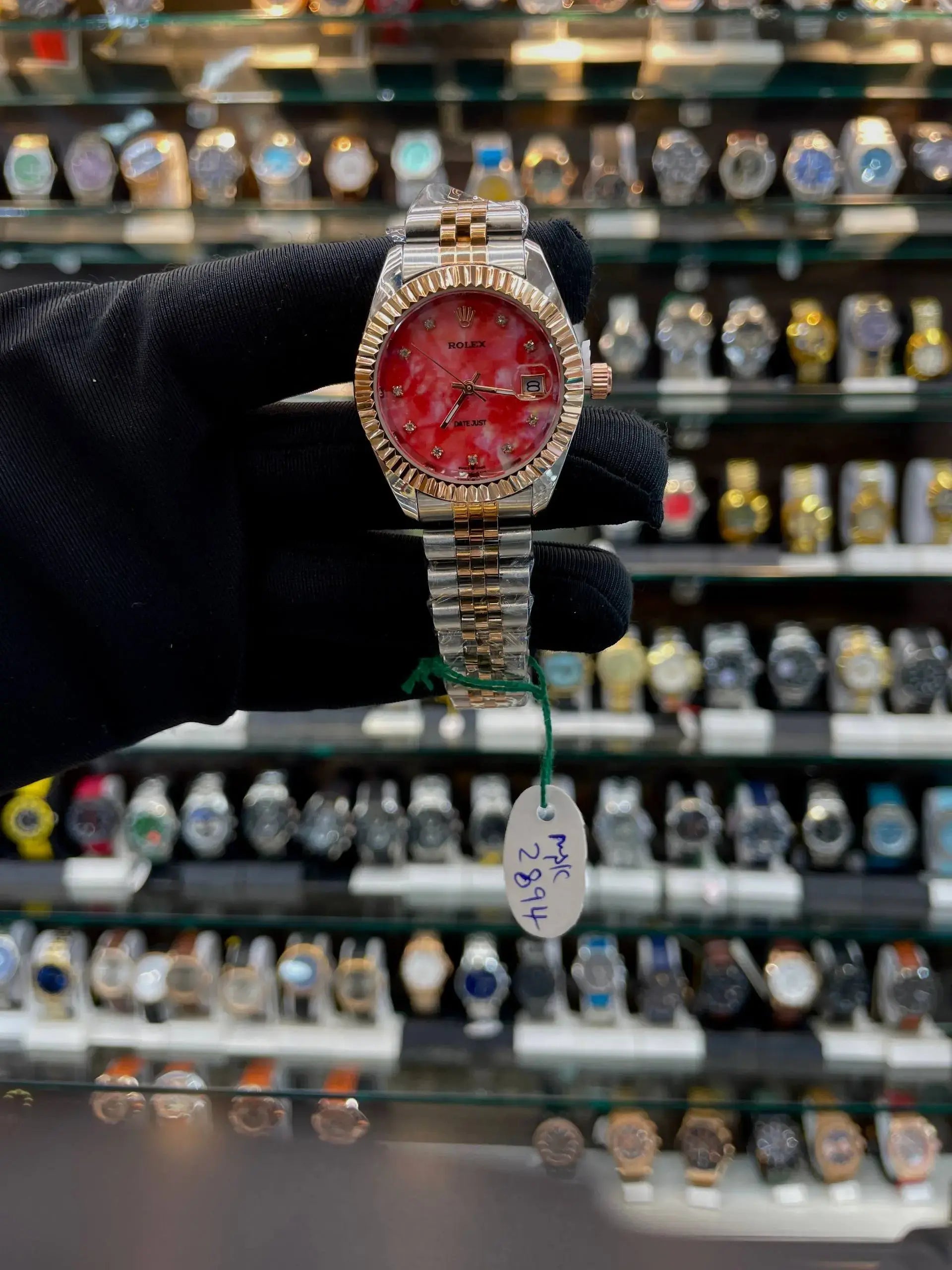 Rolex date just for girls under budget red dial