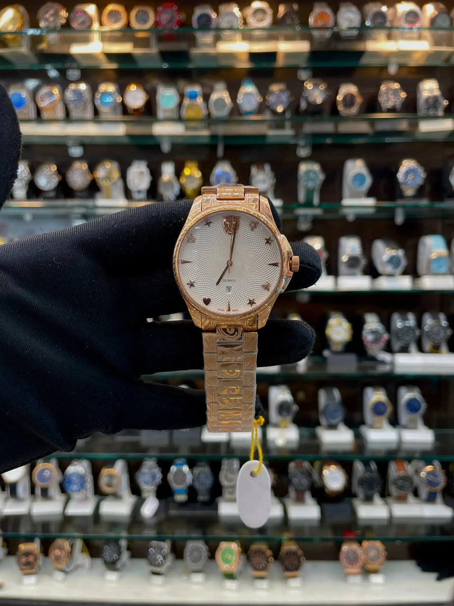 Gucci g-timeless rose gold dial quartz