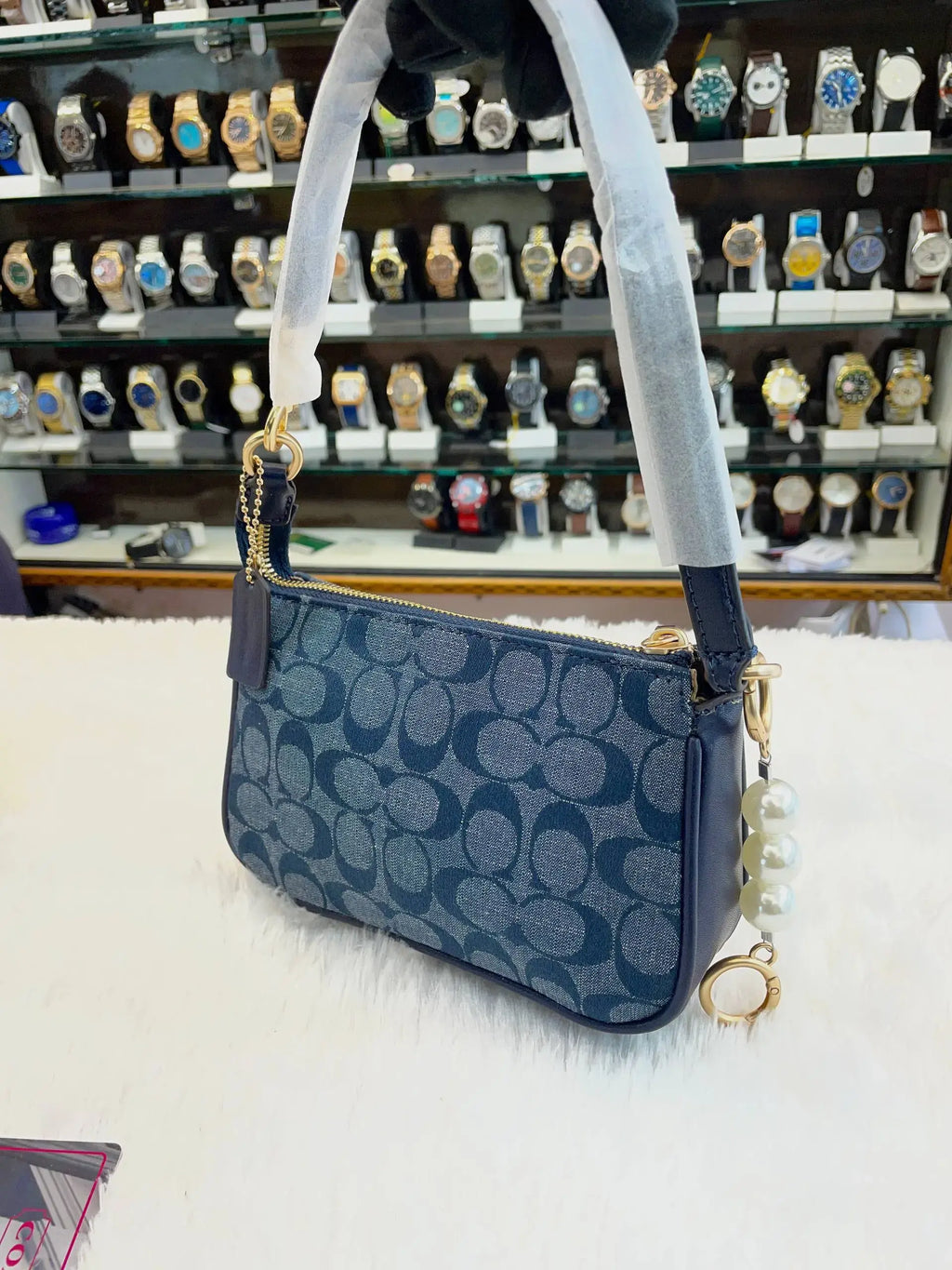 Coach nolita 19 in signature chambray
