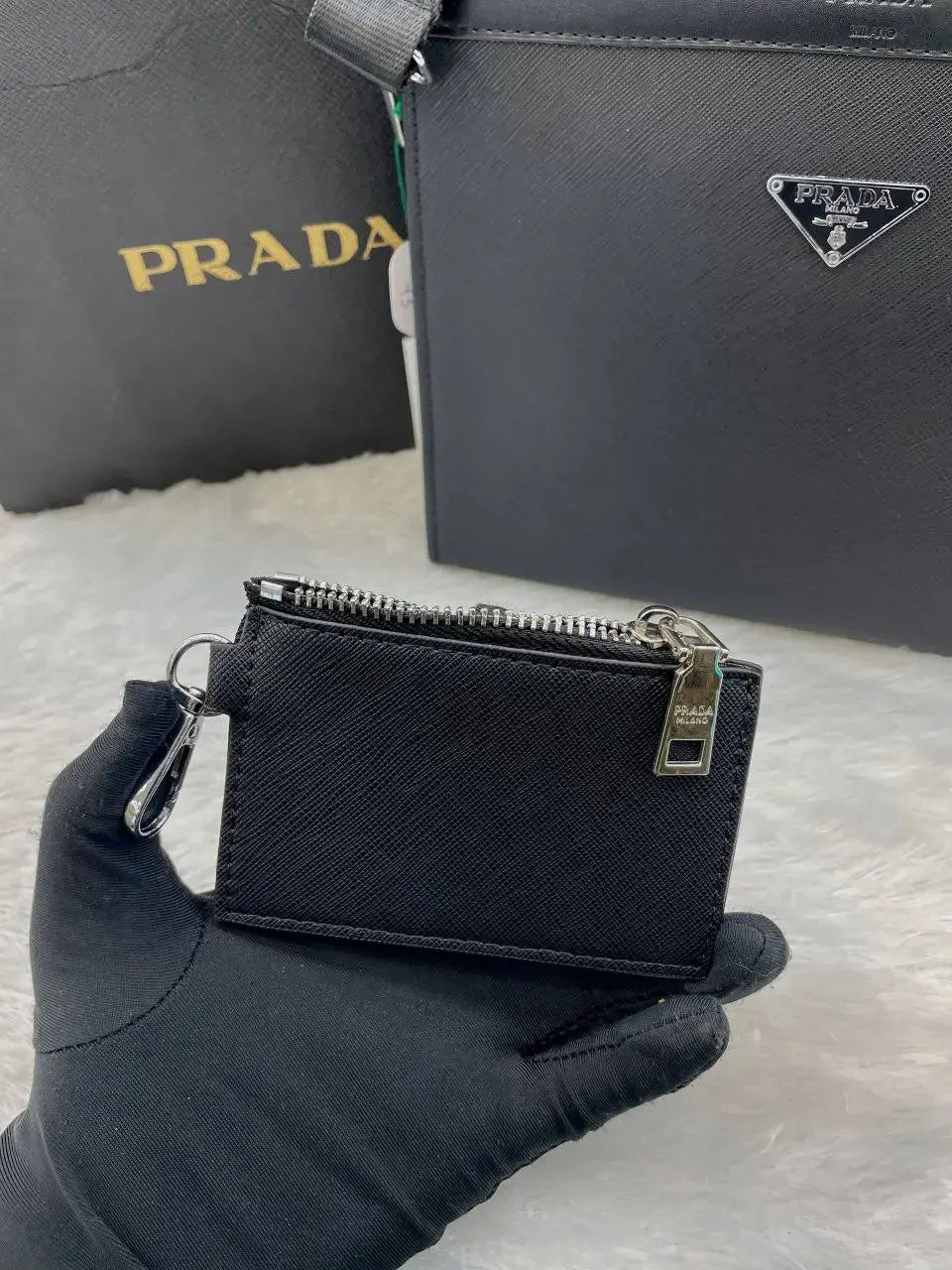 Prada black re-nylon & saffiano shoulder bag