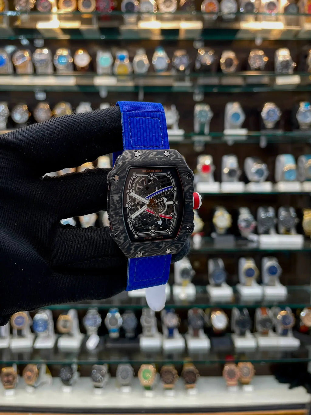 Richard mille rm 67-02 extra slim in under budget in blue silicon strap