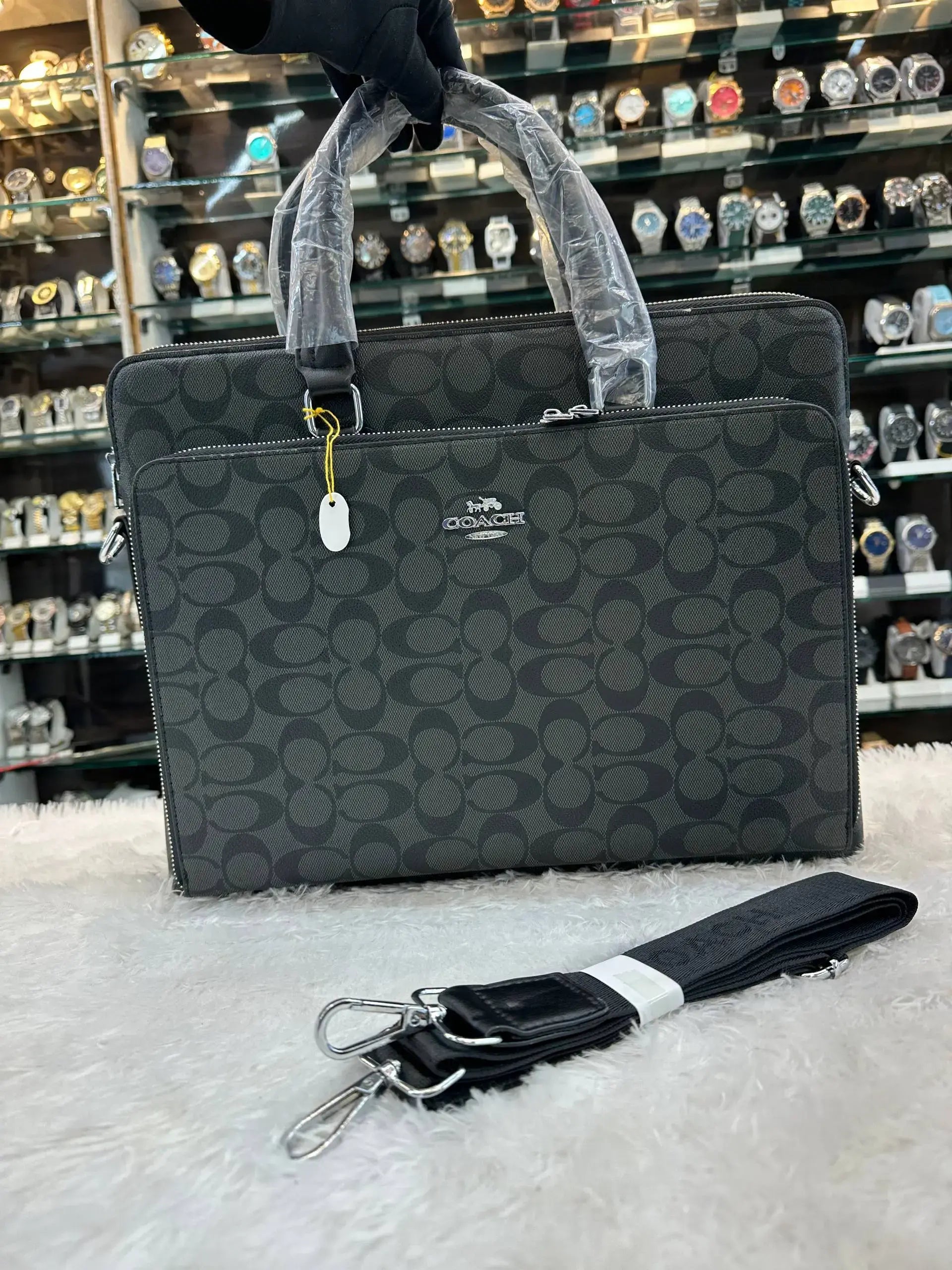 Coach black laptop bag in heavy quality
