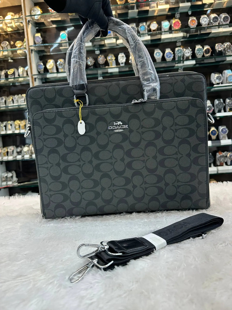 Coach black laptop bag in heavy quality