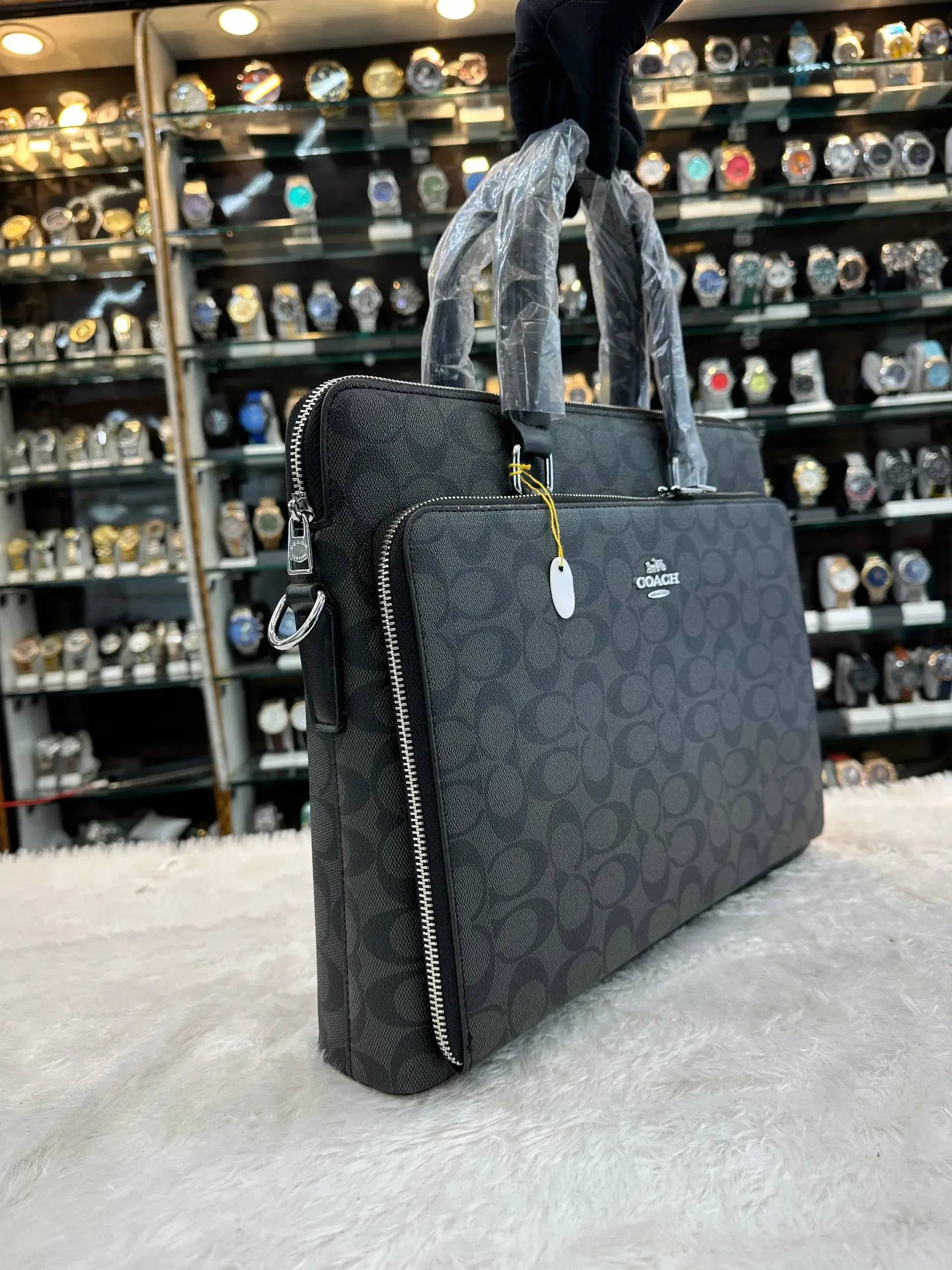 Coach black laptop bag in heavy quality