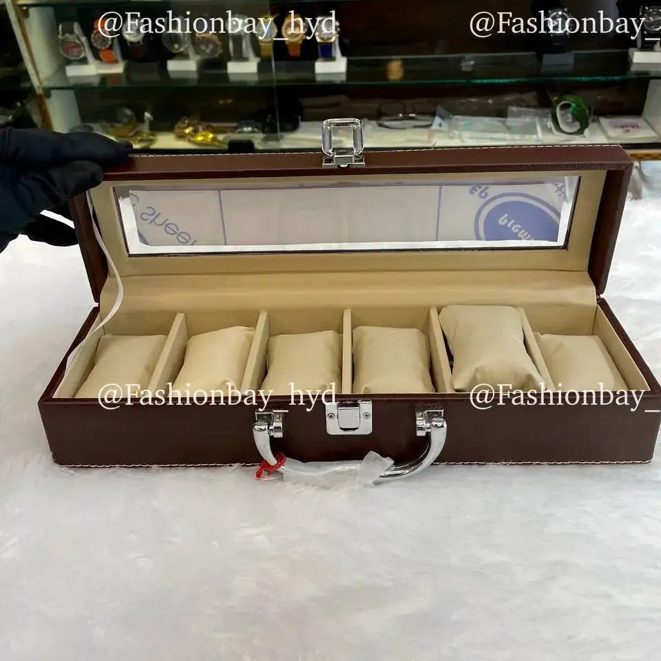 Briefcase 6pcs transparent top watch