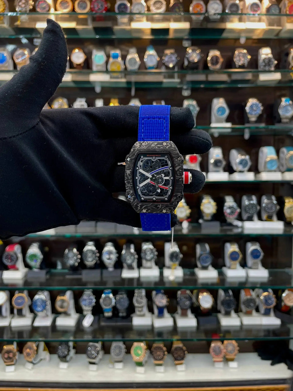 Richard mille rm 67-02 extra slim in under budget in blue silicon strap