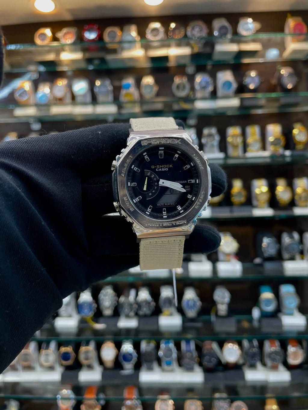 Gshock gm2100c-5a now in cloth strap chrono working silver