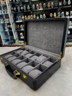 12pc imported briefcase (watch organiser) black