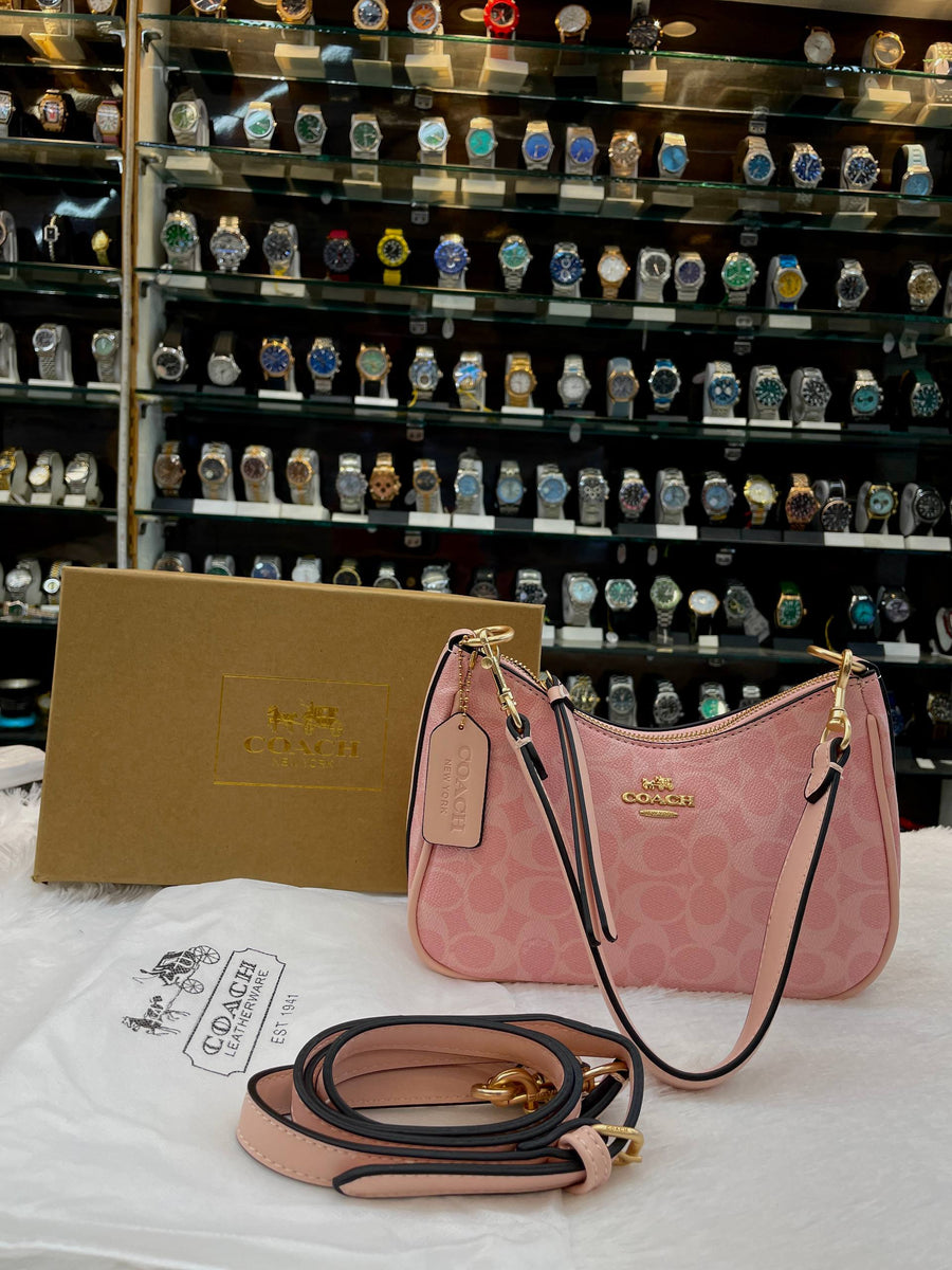 COACH TERI MINI CROSSBODY BAG IN SIGNATURE CANVAS FOR GIRLS 🤩 PINK