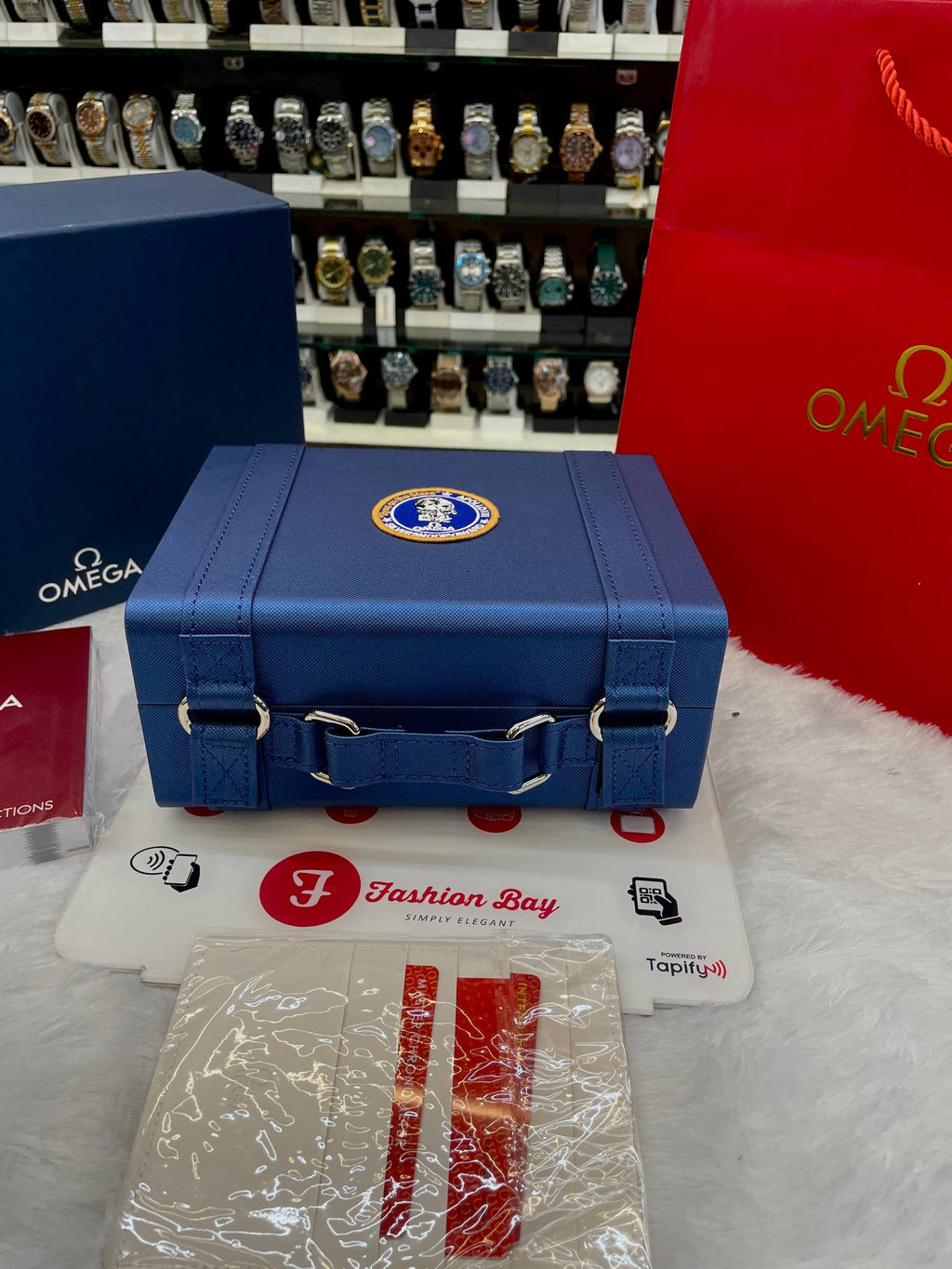 OMEGA OG BOX SNOOPY MISSION TO MOON BLUE