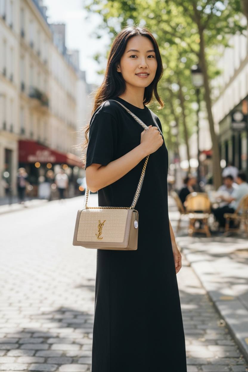 Ysl Saint Laurent Handbag in a Woven Raffia Model in Master Piece