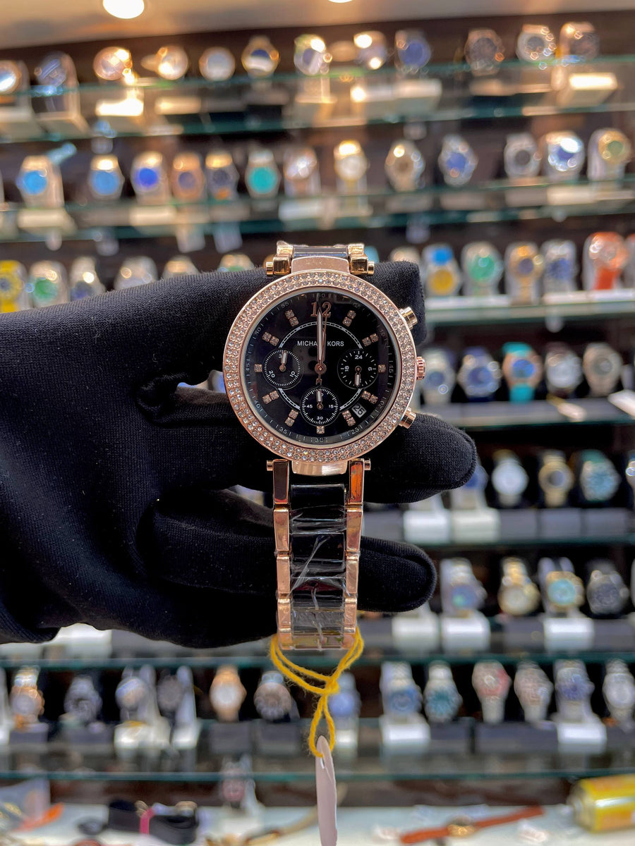 MICHAEL KORS (MK) NOW IN CHRONO WORKING ✅ FOR GIRLS 🔥 BOLD DIAL BLACK 🖤