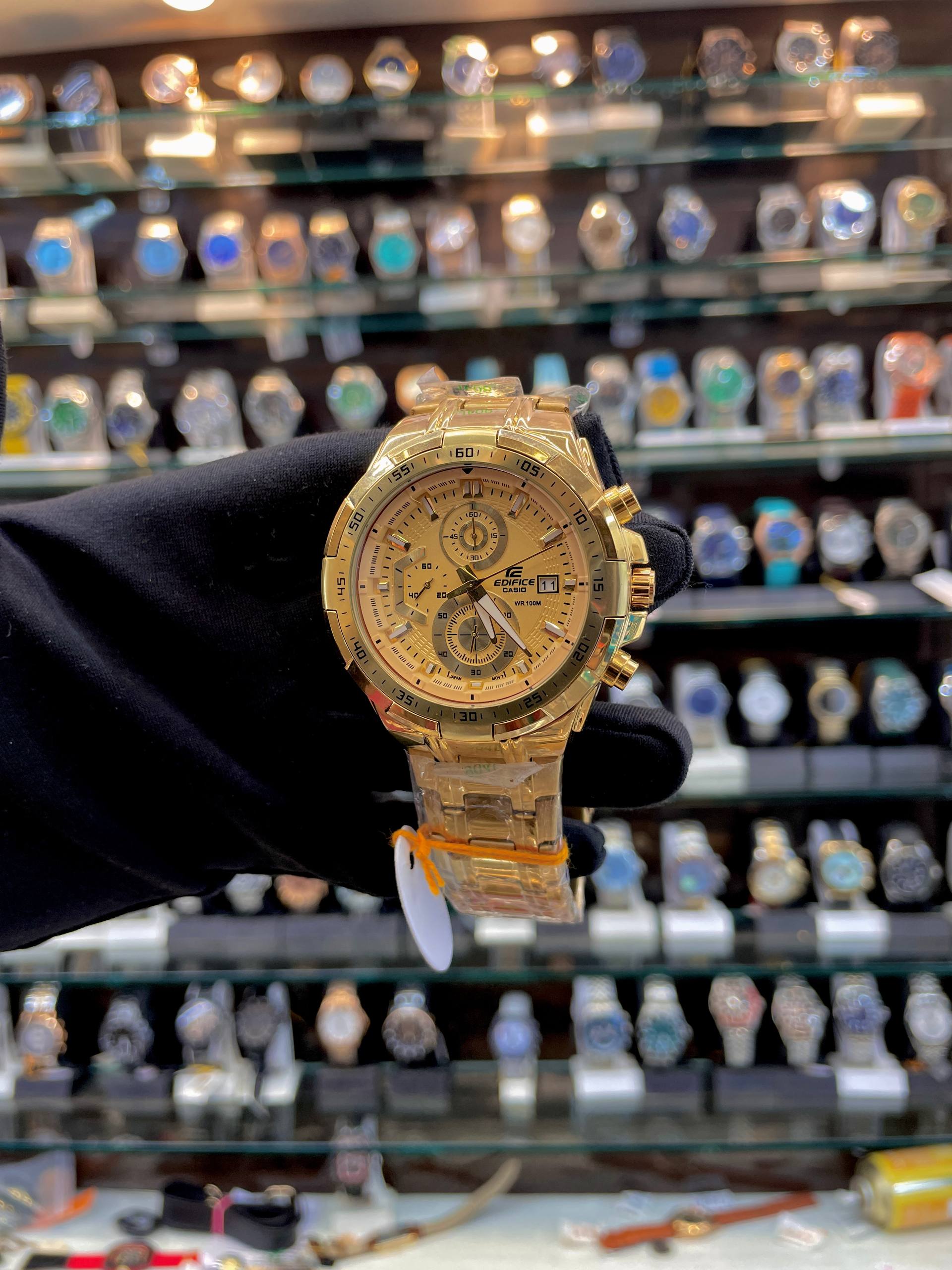 EDIFICE CASIO WR100M NOW IN BEST QUALITY FOR MENS ✨FULL GOLD 🥇