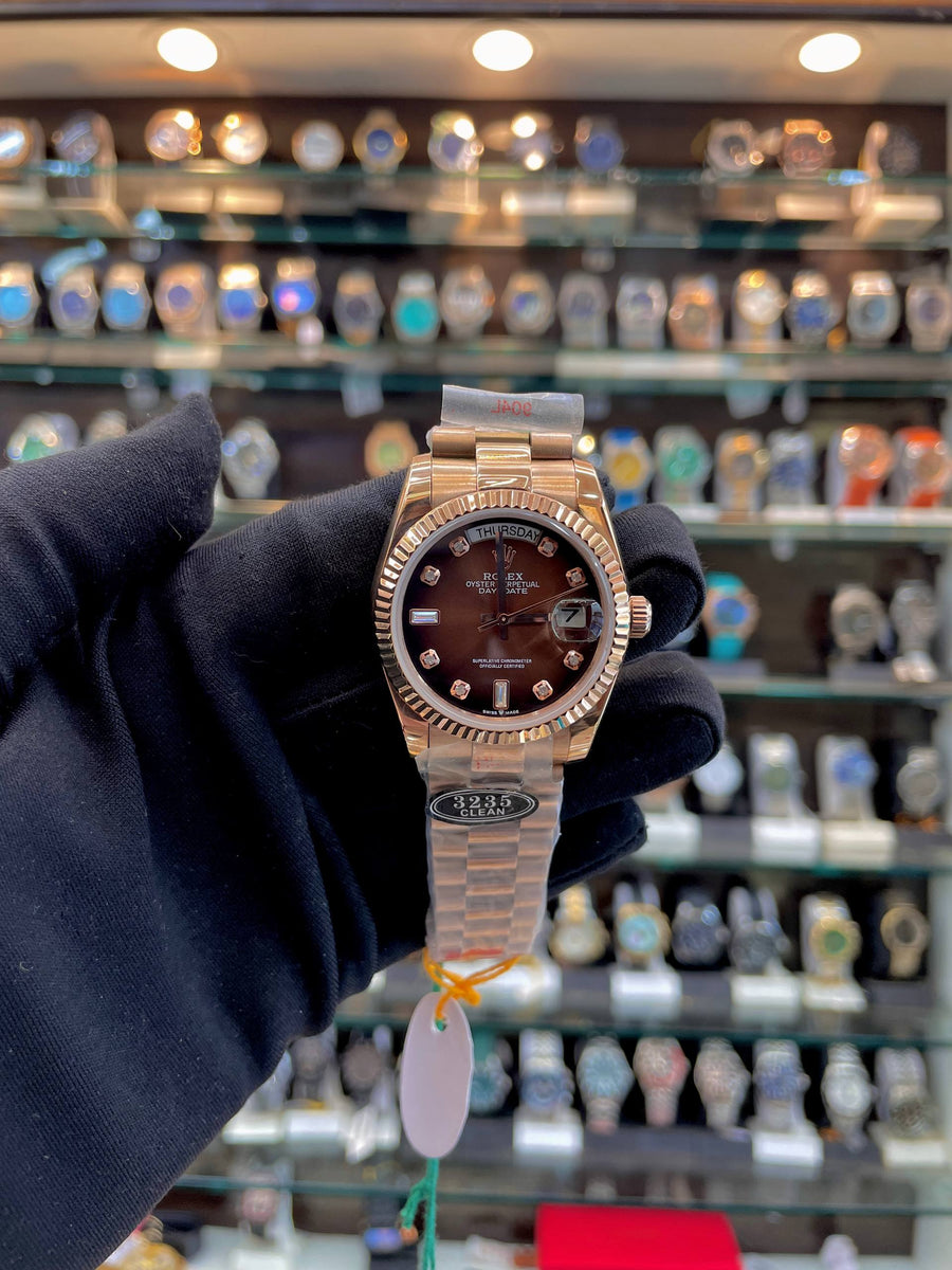 ROLEX DAY-DATE 36MM IN SEMI-ETA 18 CT EVEROSE GOLD 🥇