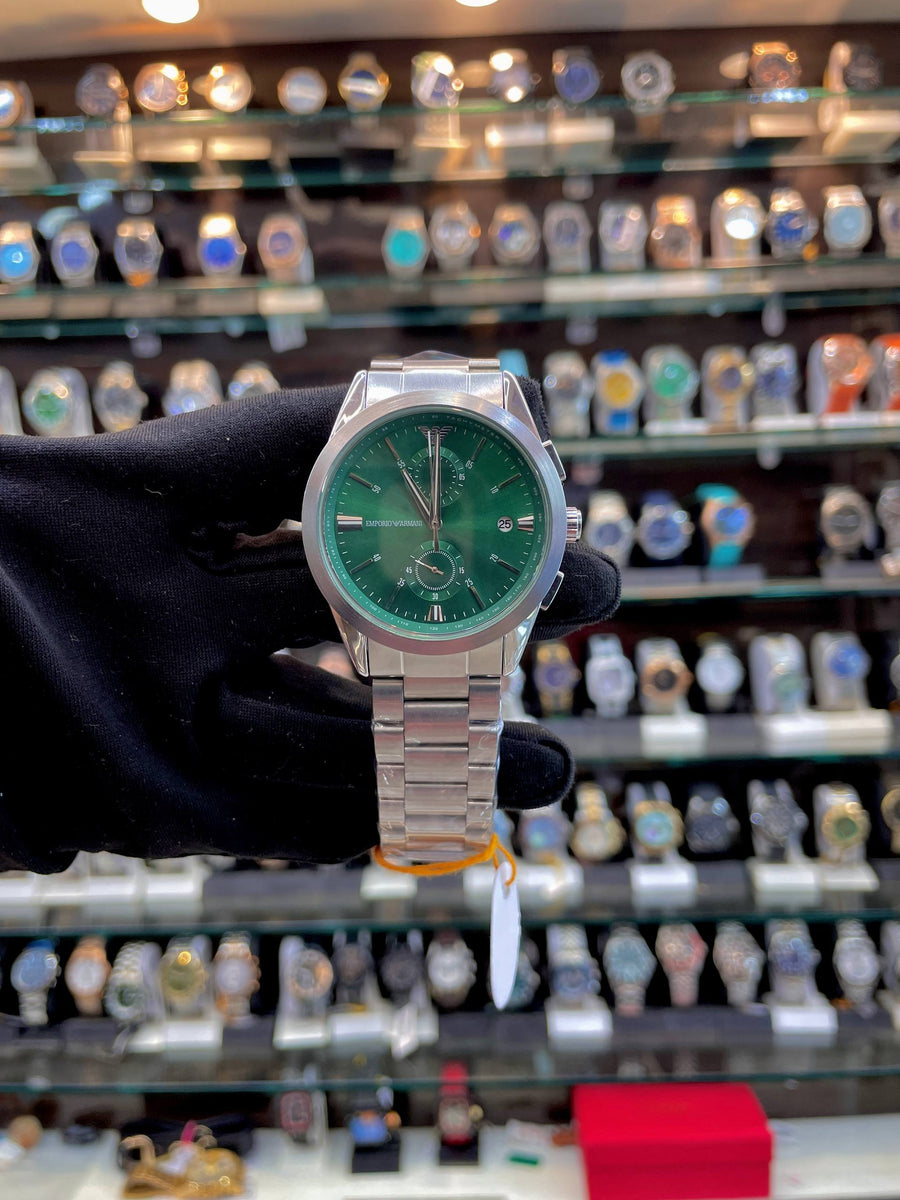 EMPORIO ARMANI CHRONOGRAPH FOR MENS GREEN 💚 DIAL 💝
