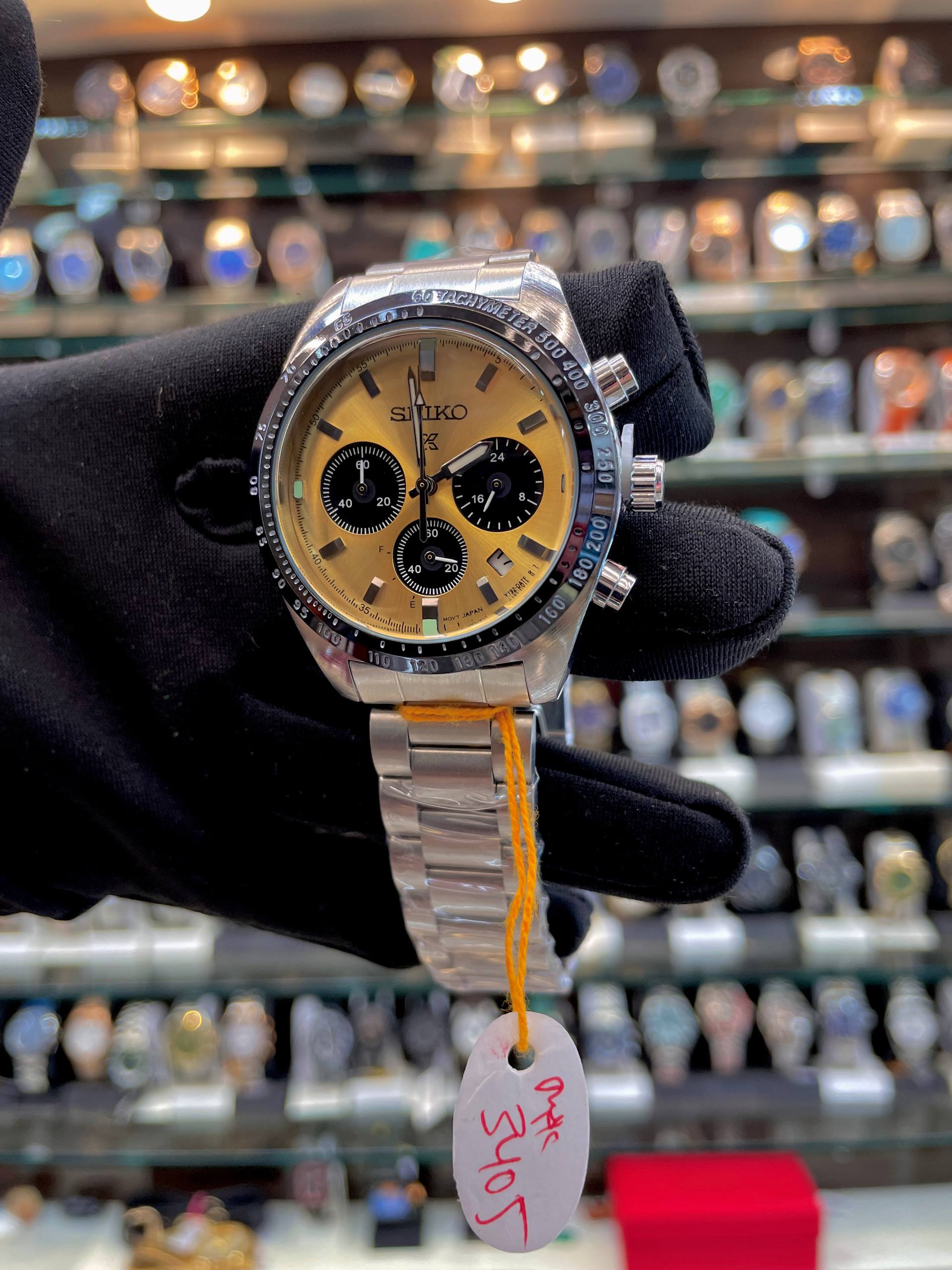 SEIKO PROSPEX SPEEDTIMER SOLAR CHRONOGRAPH UNDER BUDGET FOR MENS YELLOW 🟡
