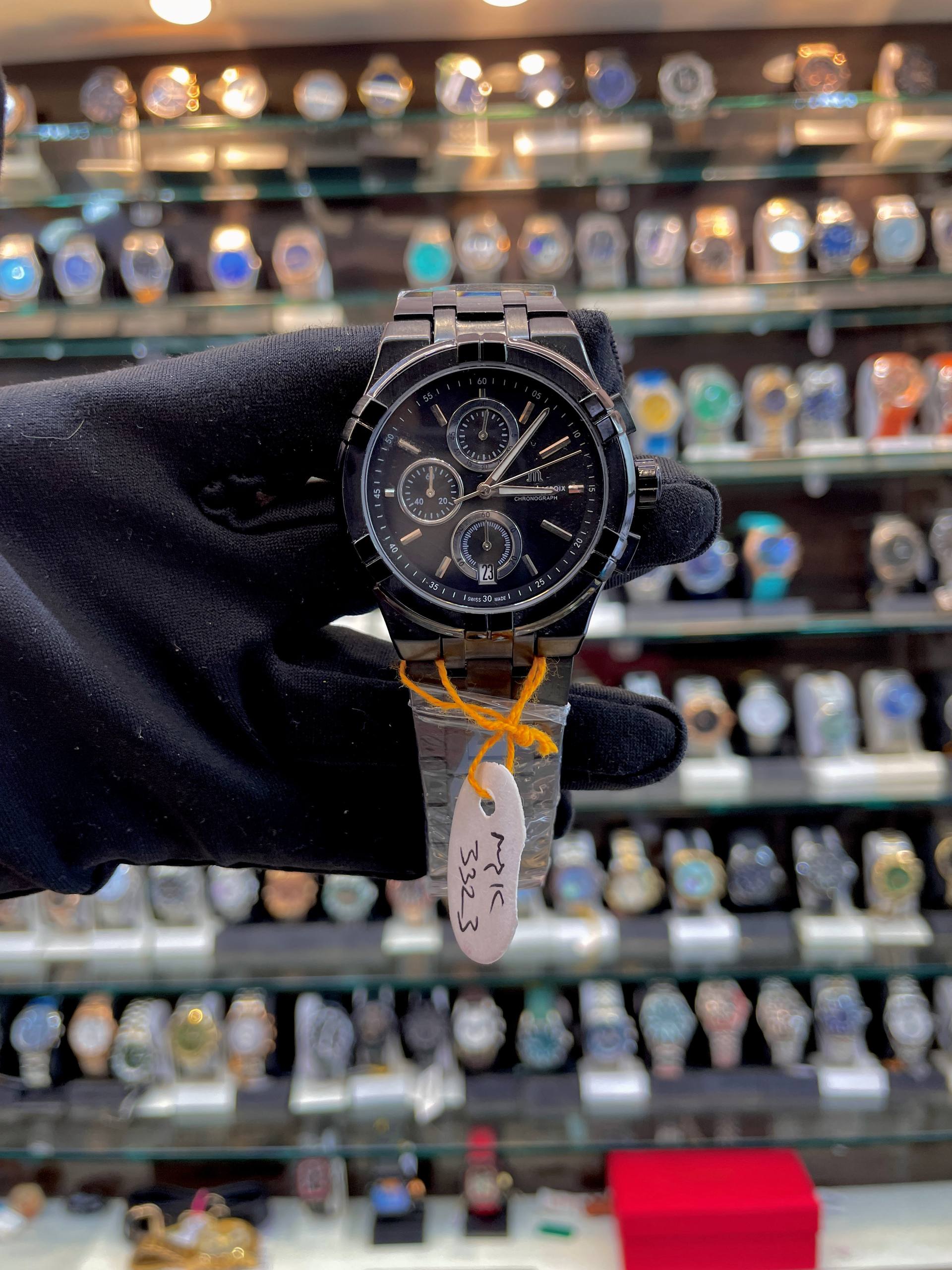 MAURICE LACORIX CHRONOGRAPH FOR MENS  FULL BLACK 🖤