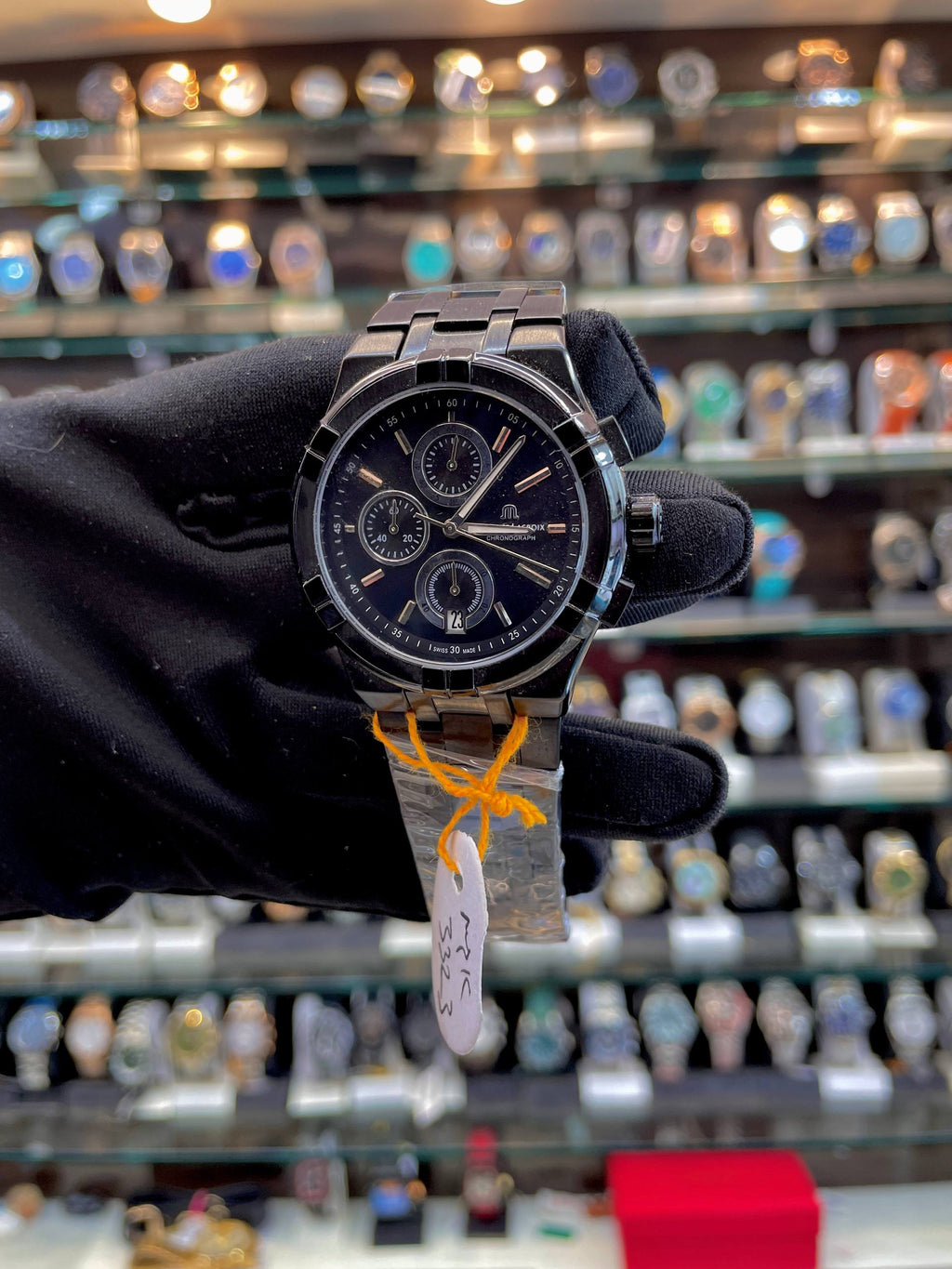 MAURICE LACORIX CHRONOGRAPH FOR MENS  FULL BLACK 🖤