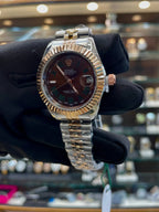 Rolex date just for girls under budget in brown dial dual tone