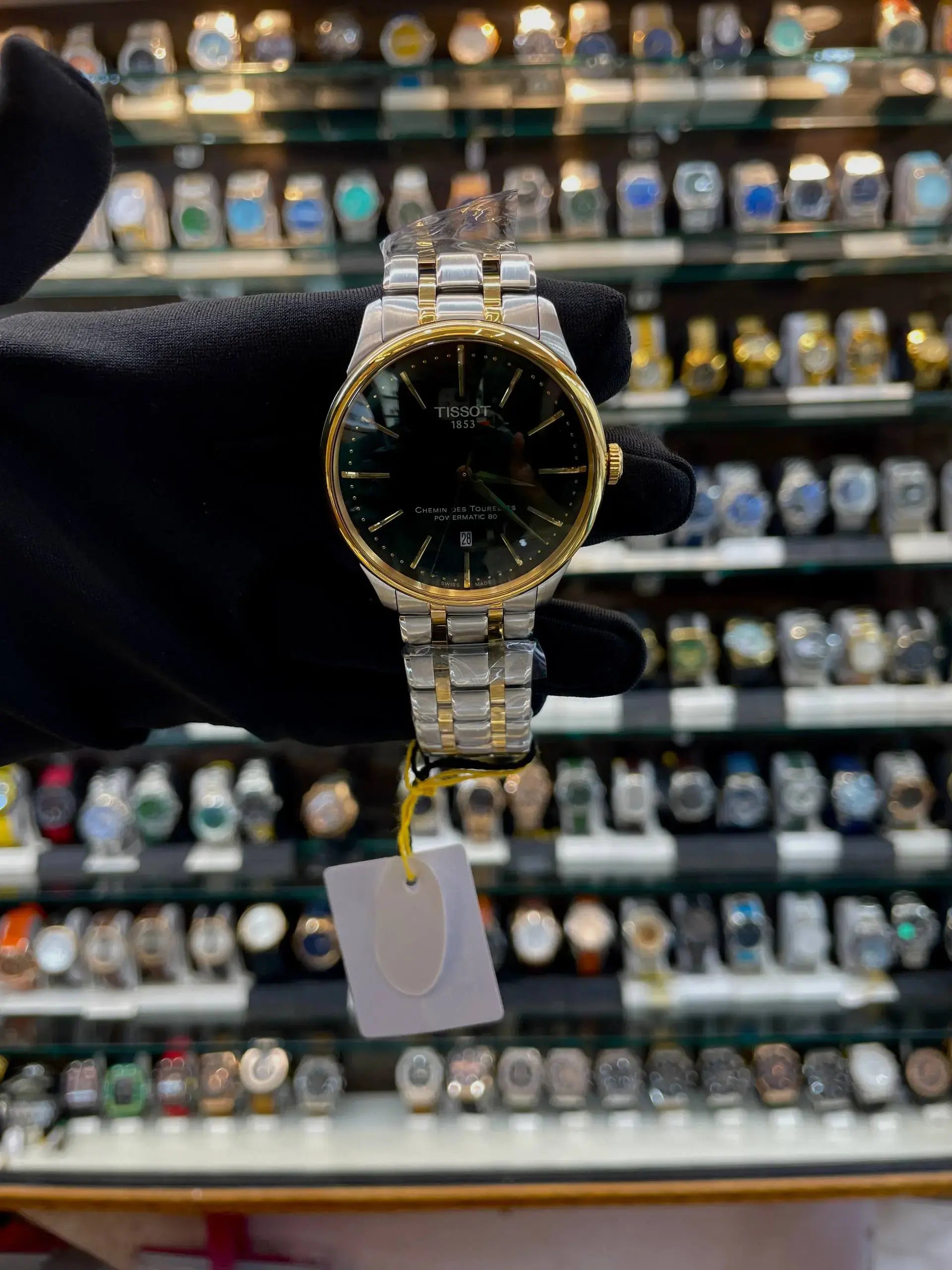 Tissot chemin des tourelles powermatic now in master piece chain green