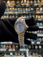 Rolex date just for girls under budget blue dial dual tone