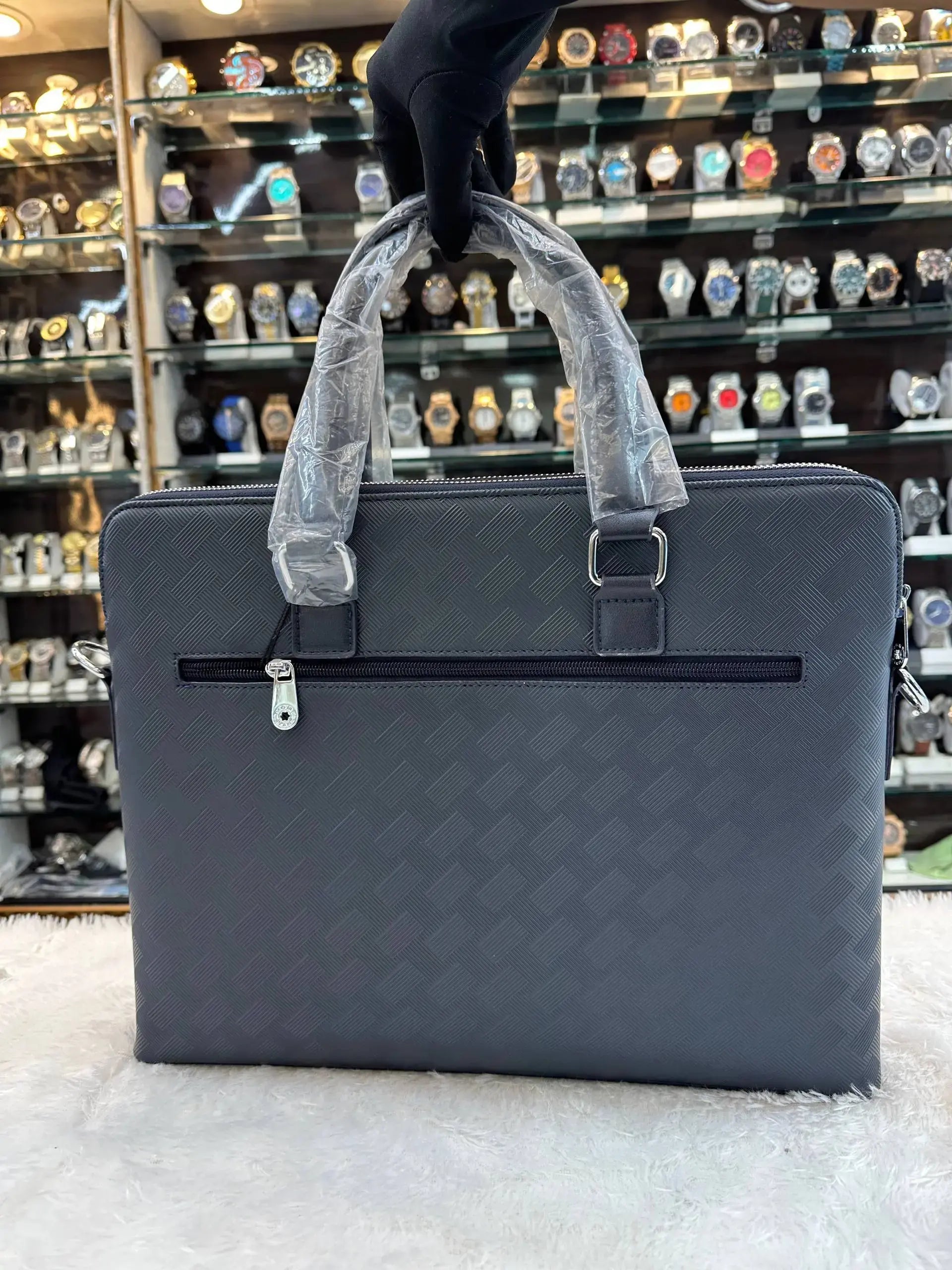 Mont Blanc blue laptop bag in heavy quality