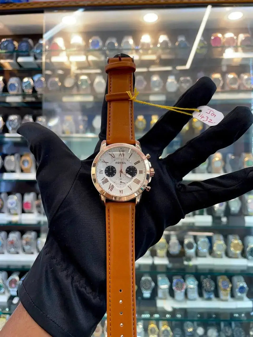 Fossil black chrono dial leather