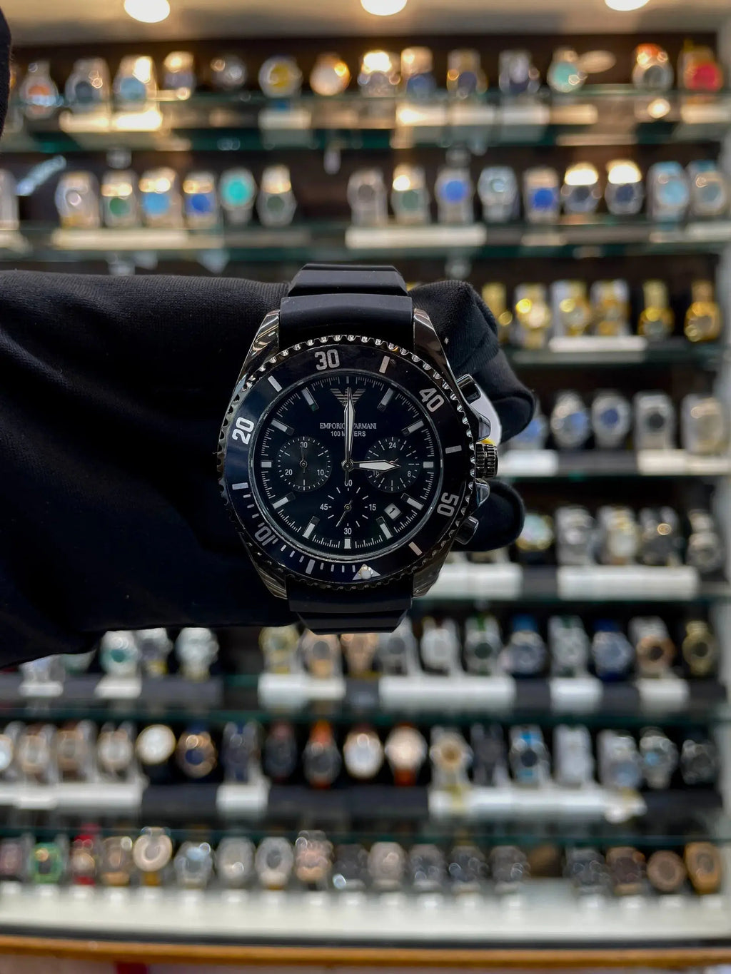 Emporio Armani 100meters chronograph for mens full black