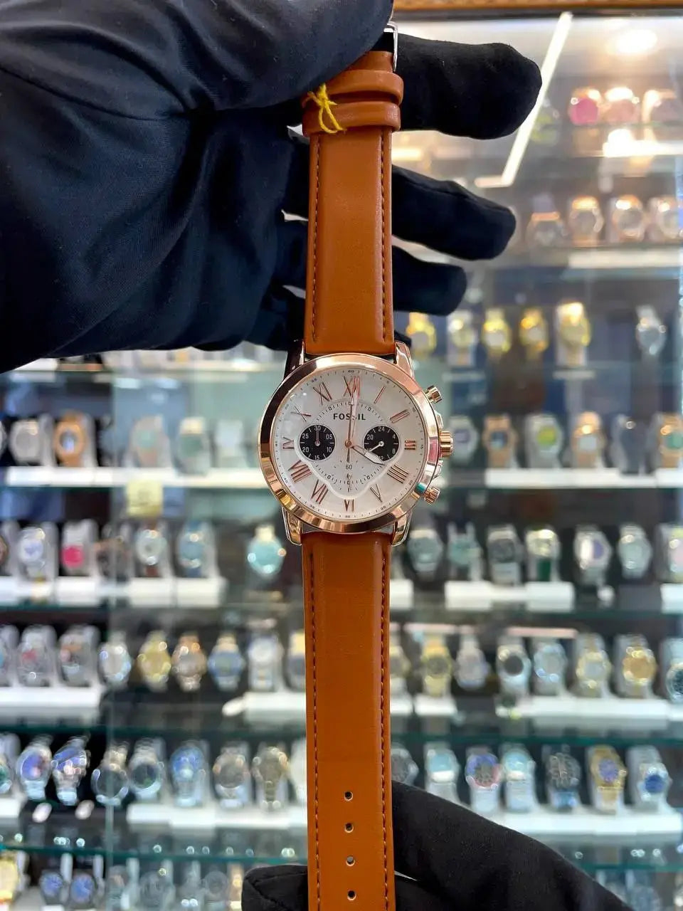 Fossil black chrono dial leather