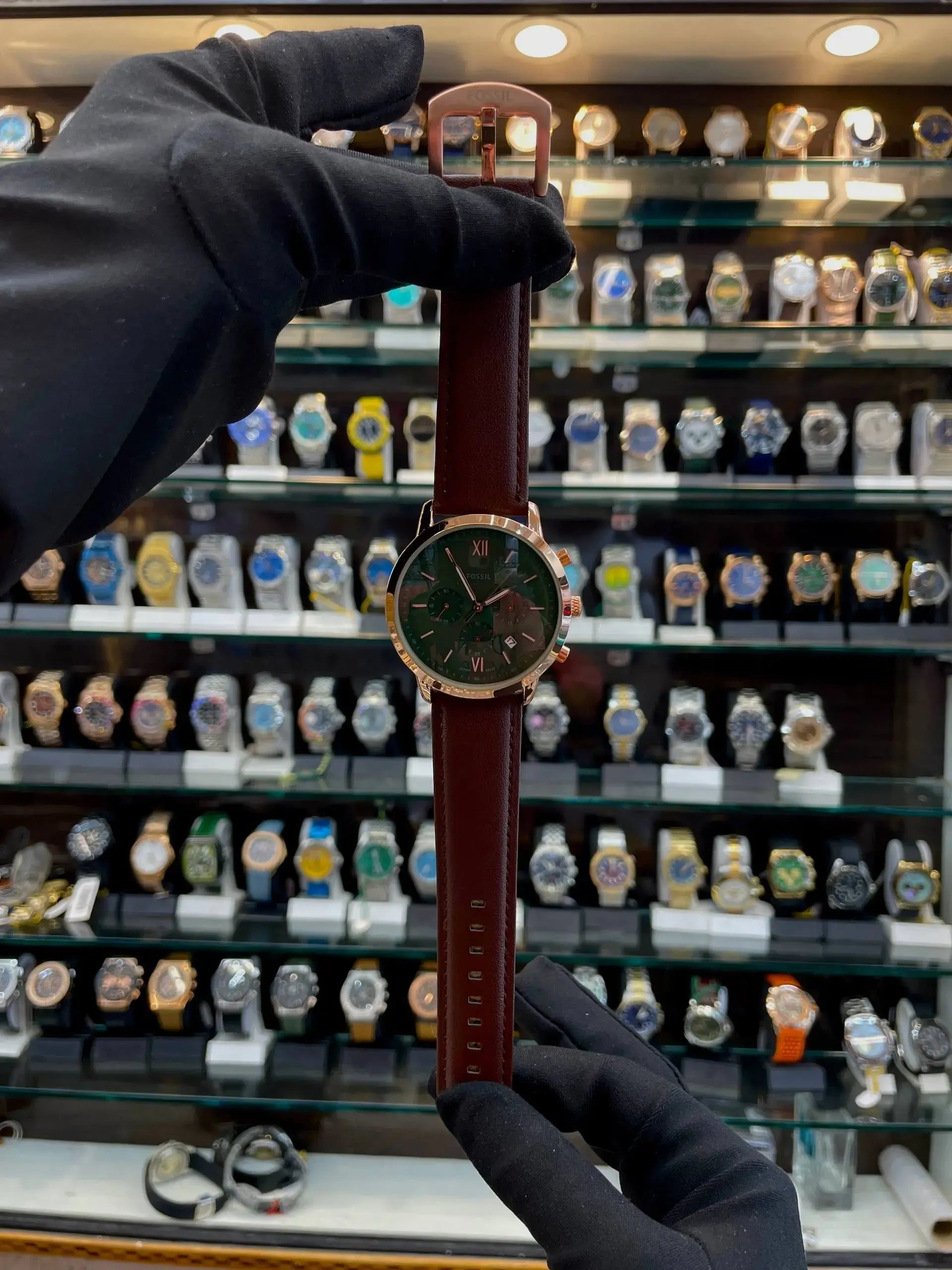 Fossil now in chrono for mens green dial