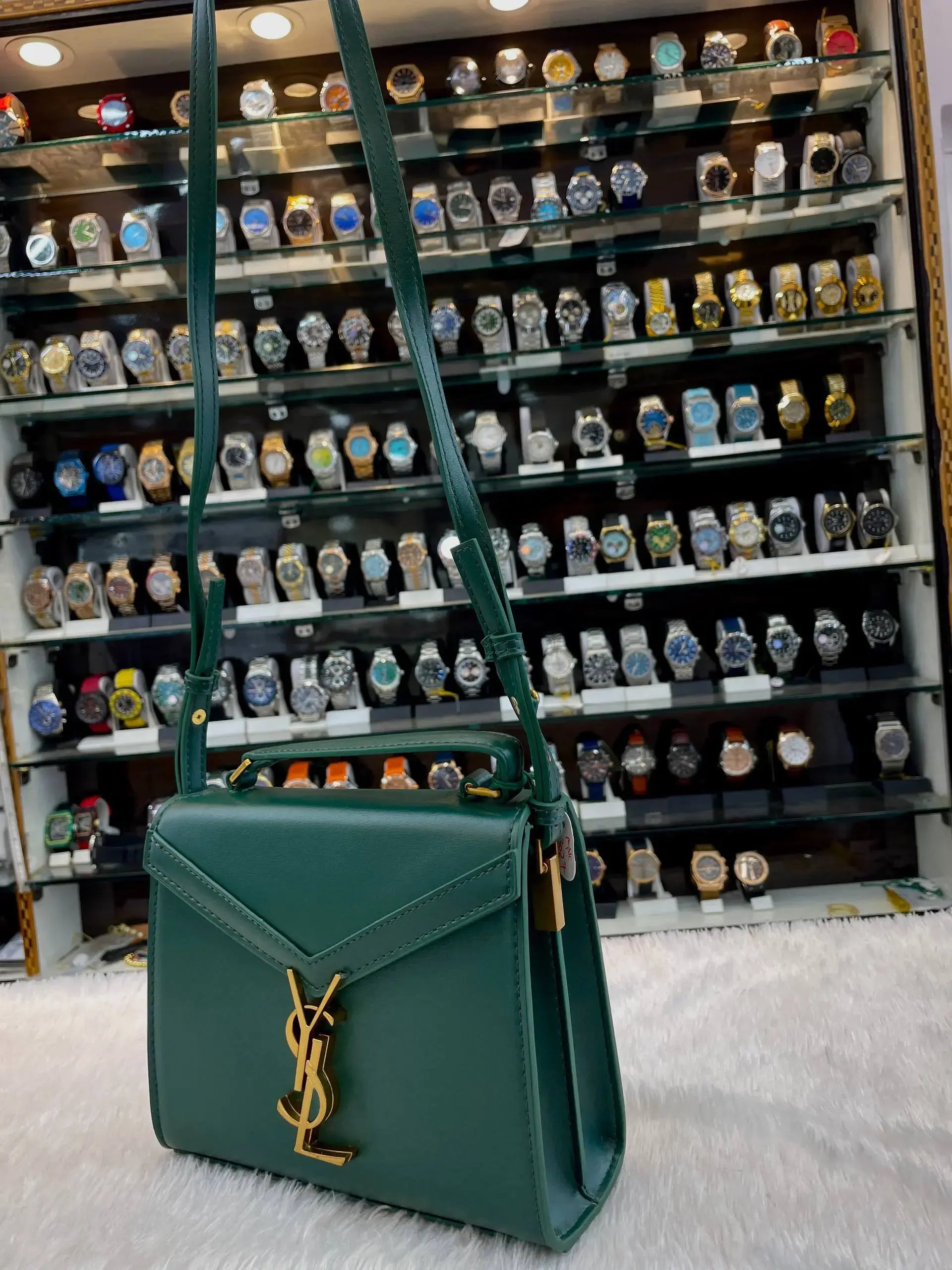 Yes saint laurent YSL mini Cassandra green top handle bag in master piece