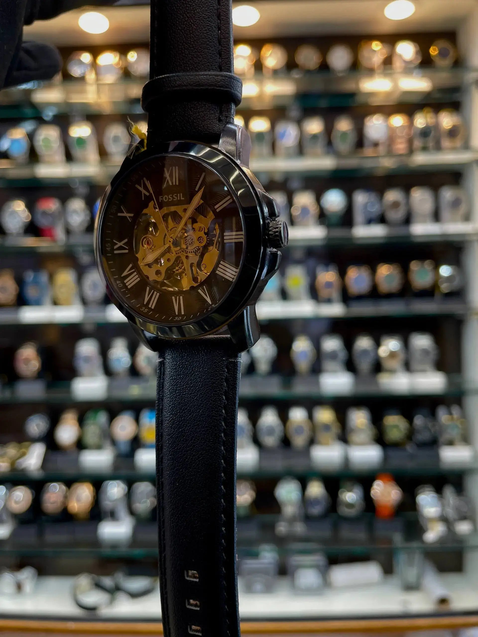 Fossil now in automatic for mens full black leather