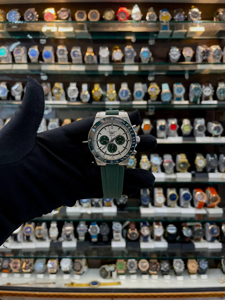 Longines conquest chronograph now in master piece green