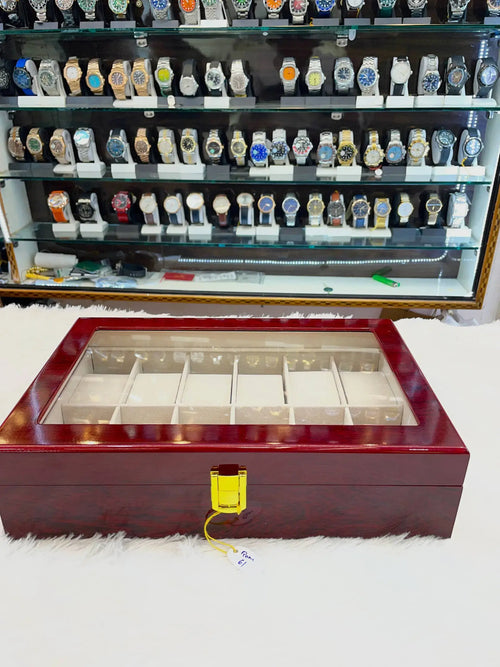 12pc briefcase watch organiser wooden box