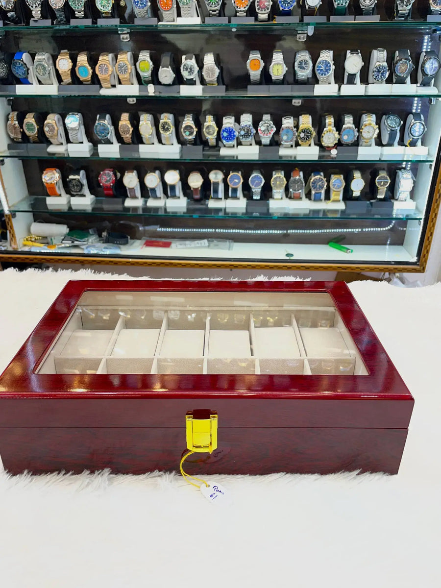 12pc briefcase watch organiser wooden box