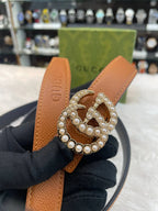 Gucci gg monogram pearl lock