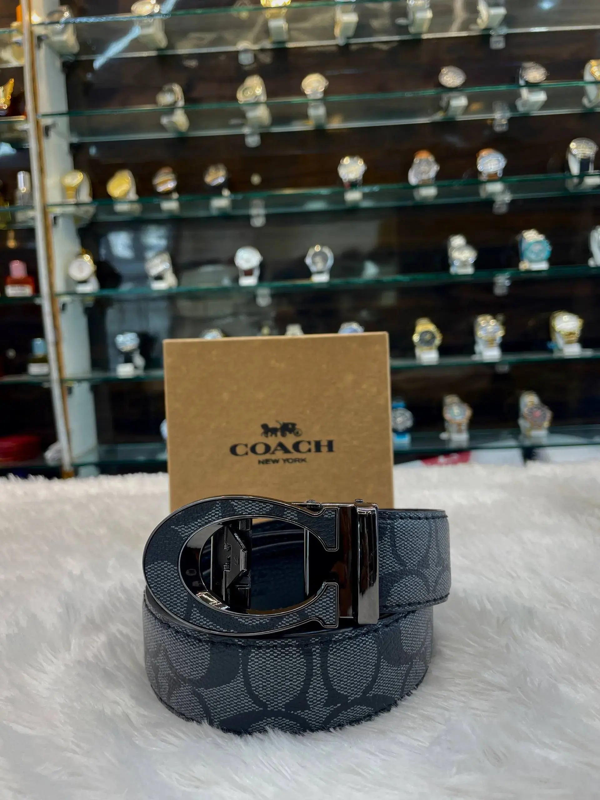 Coach auto lock belt for men full black