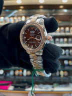 Rolex date just for girls under budget brown dial dual tone