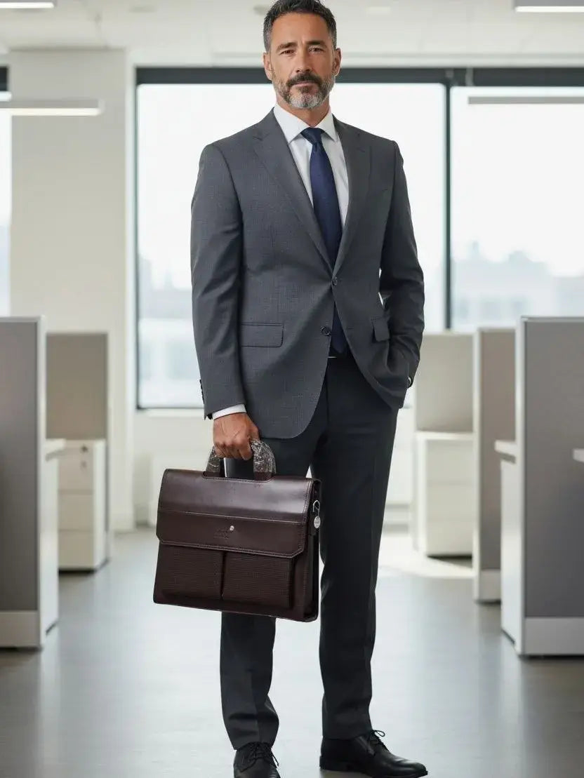 Mont Blanc glossy brown laptop bag