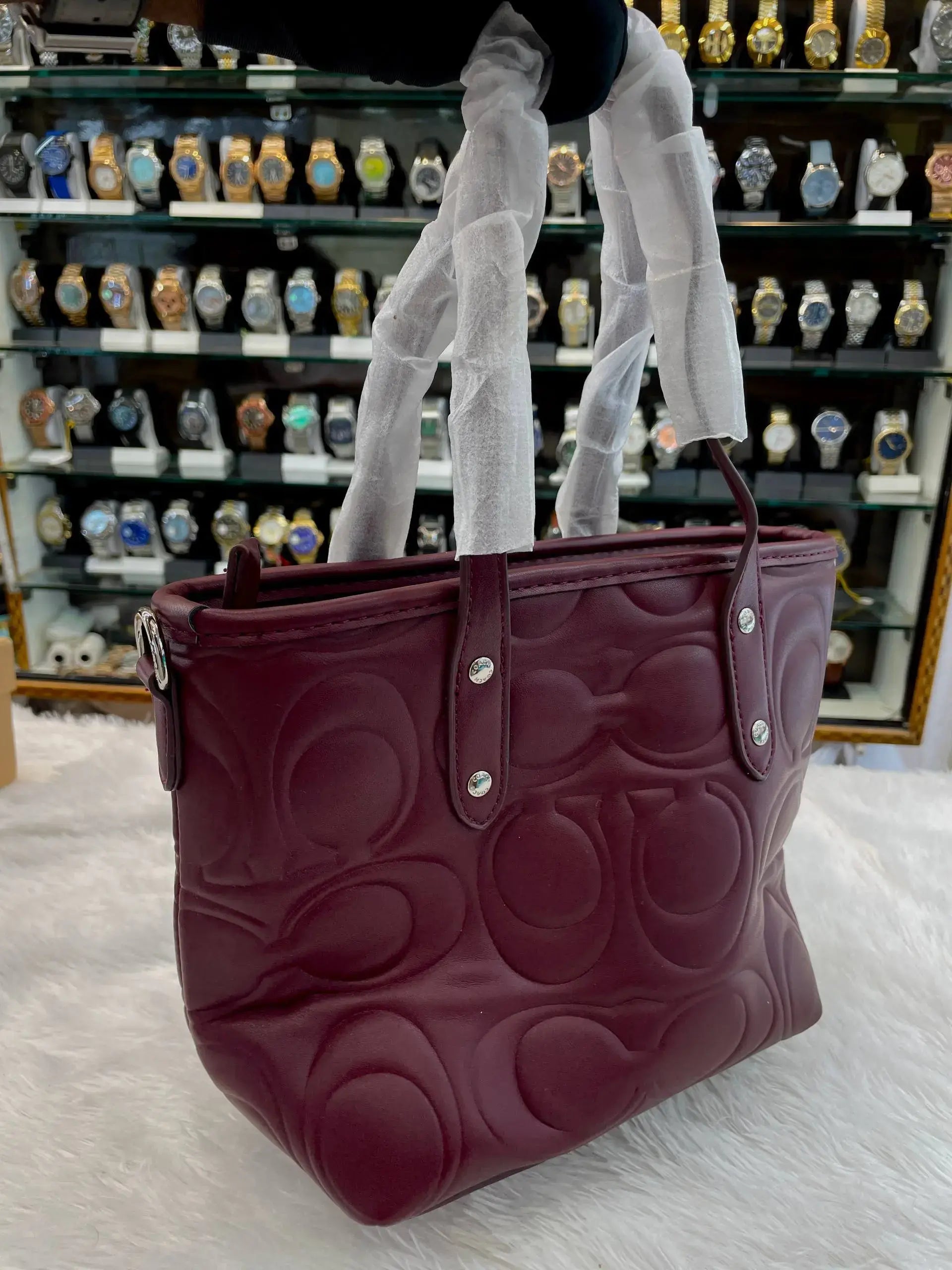 Coach signature leather willow mini tote bag for girls