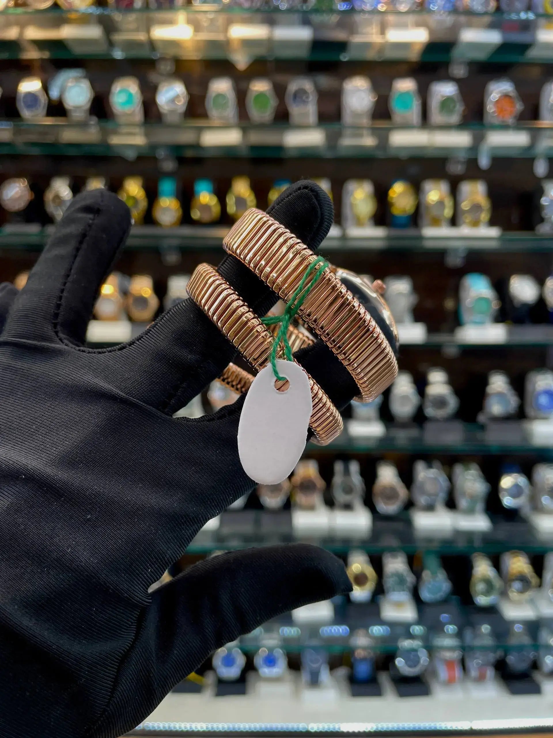 Bvlgari snake bracelet watch for girls green dial