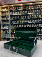 12pc watch organizer briefcase in green leather