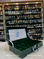 12pc watch organizer briefcase in full green leather
