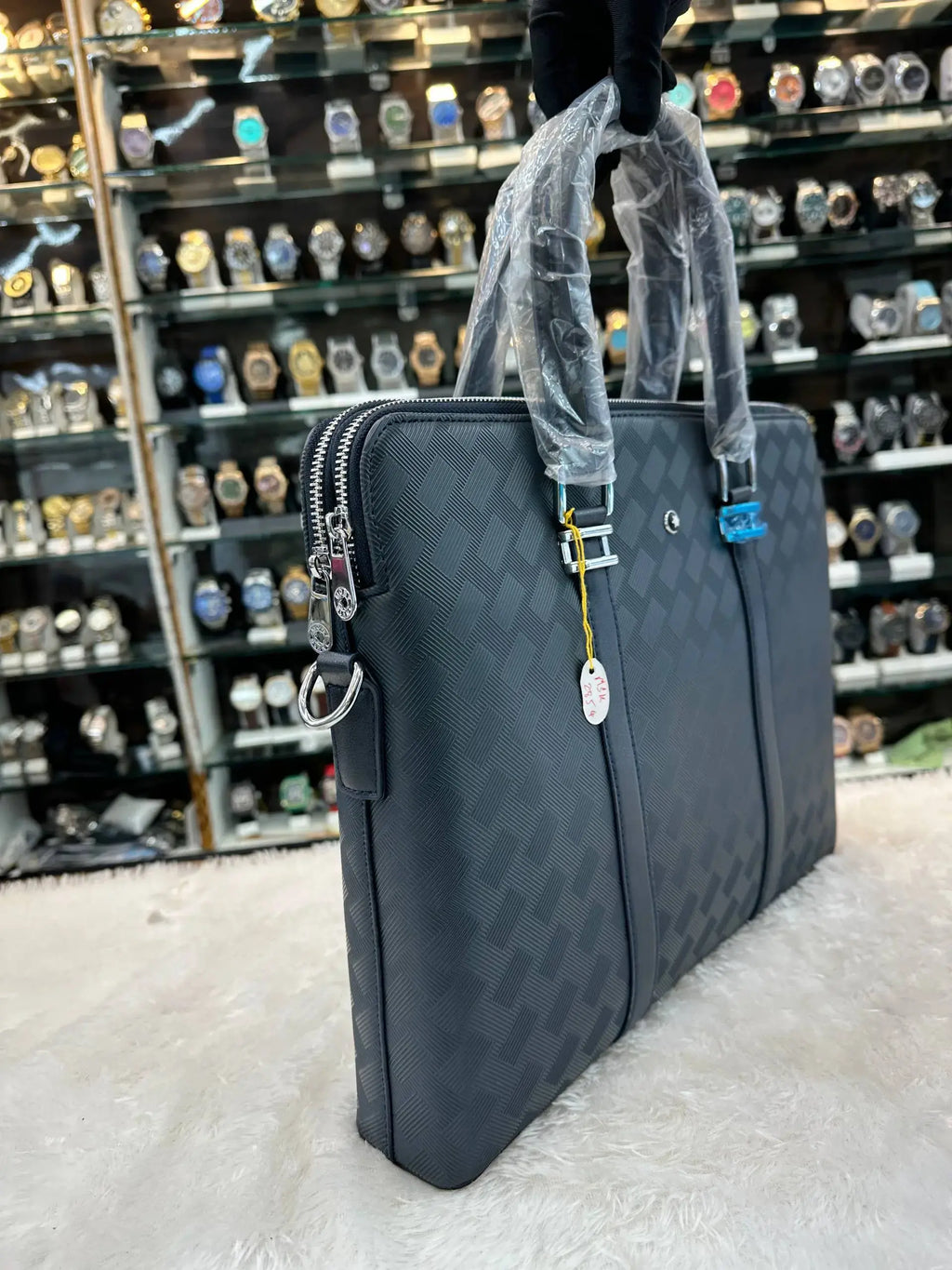 Mont Blanc blue laptop bag in heavy quality