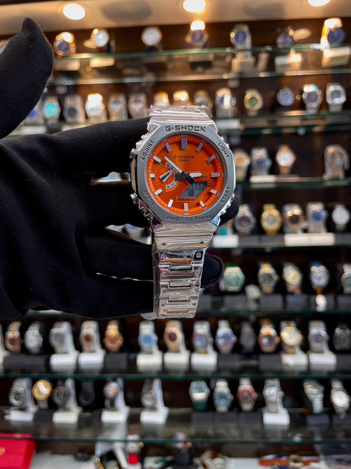 G-Shock GM-B2100AD orange dial close up