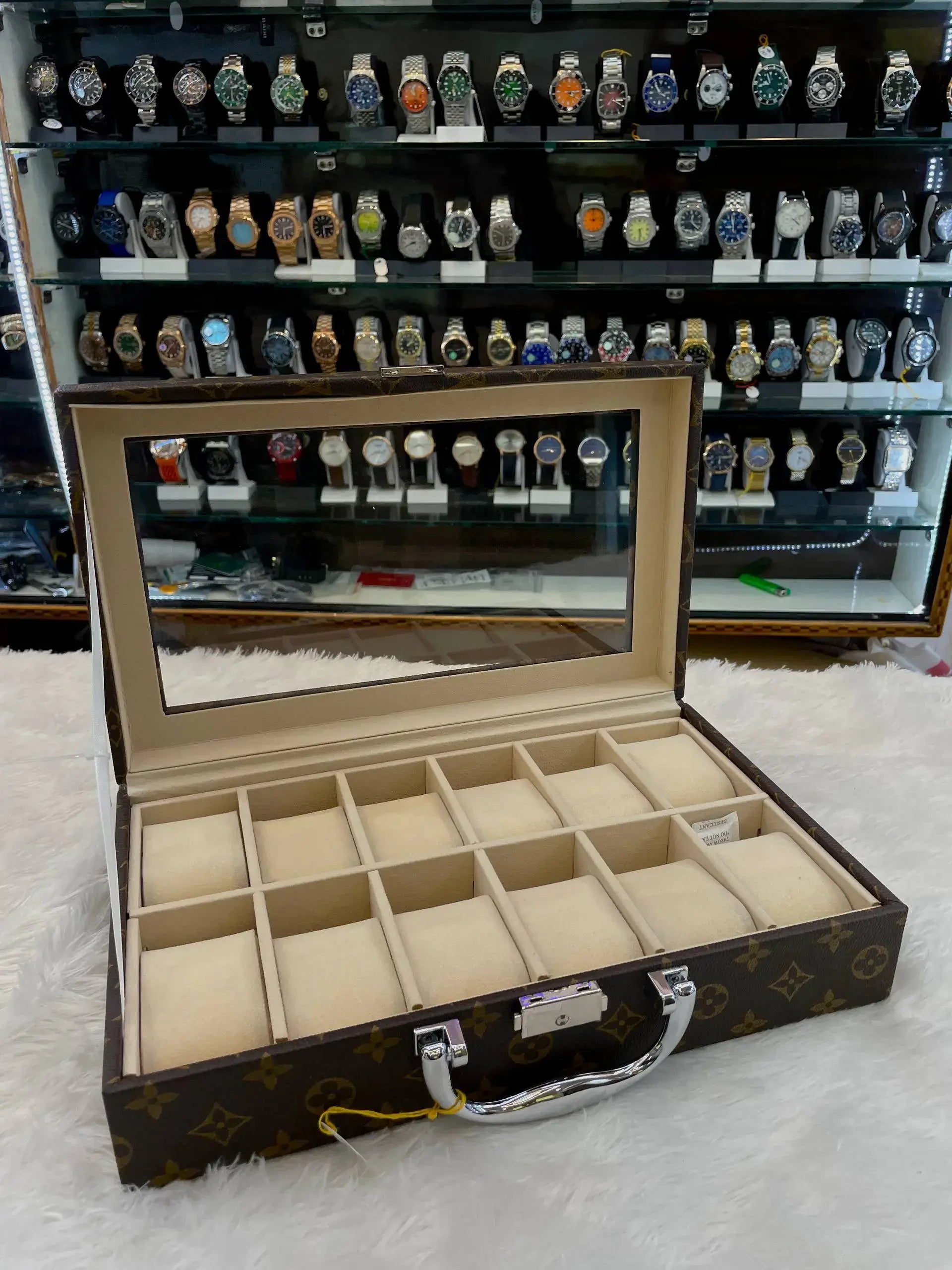 12pc Louis vuitton (lv) imported briefcase watch organiser