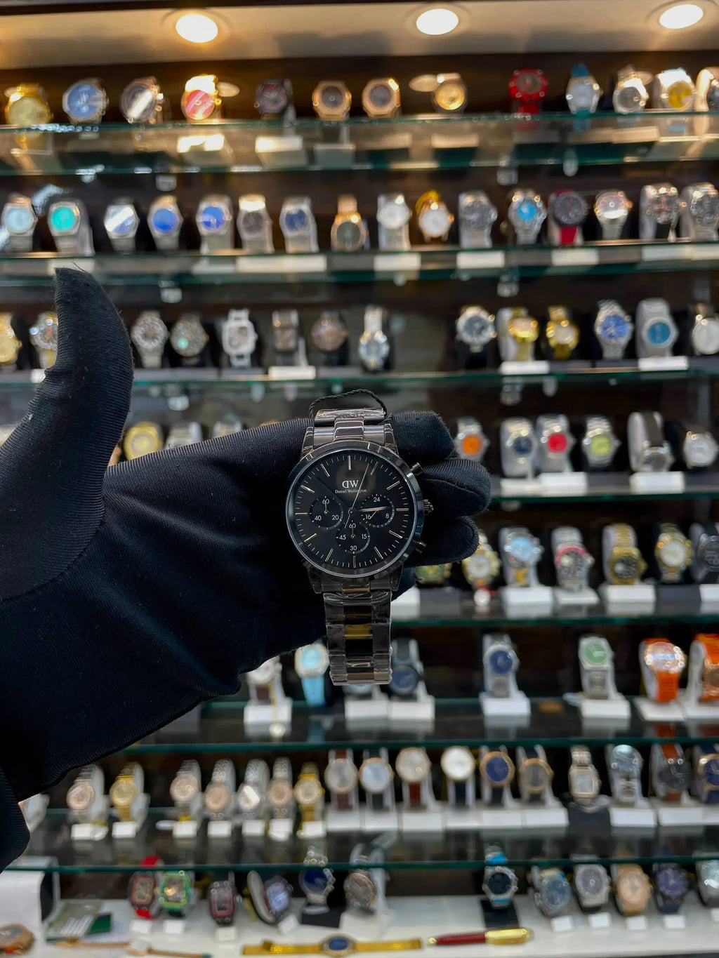Daniel Wellington (dw) iconic chronograph (link onyx s) in master piece full black
