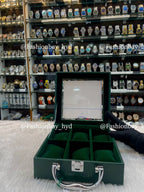 6pc square watch organizer briefcase in green leather