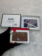 Coach card holder for girls cherry